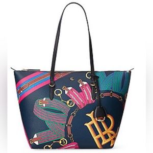 Ralph Lauren Merrimack Keaton Equestrian print tote